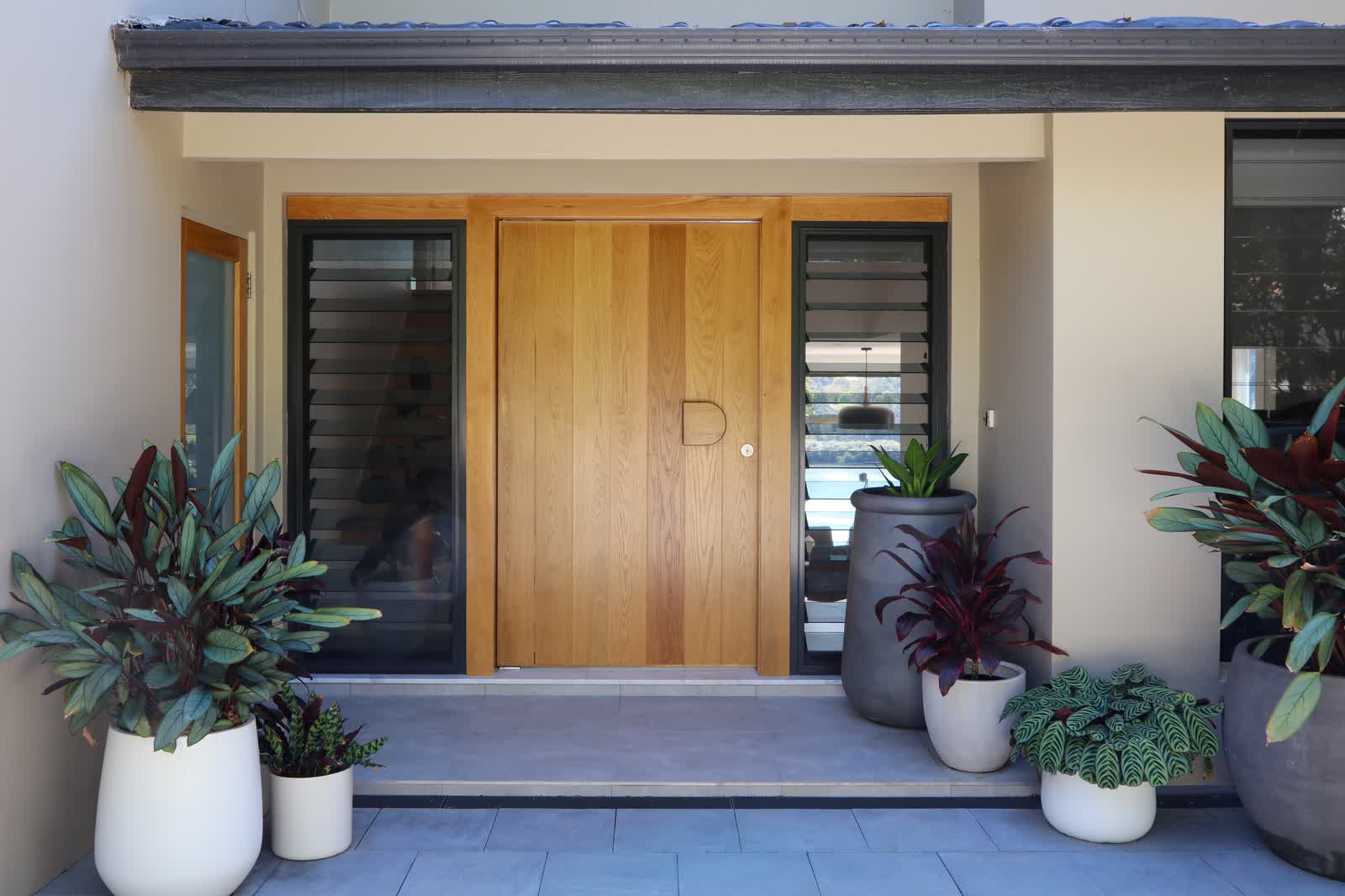 New timber front door and entry