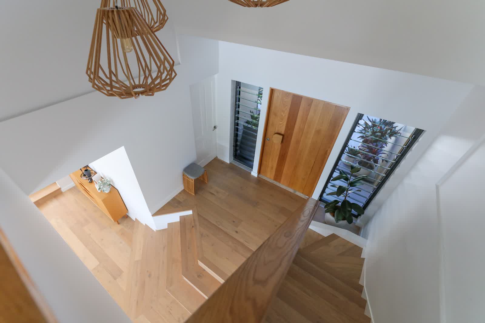 Timber staircase from above