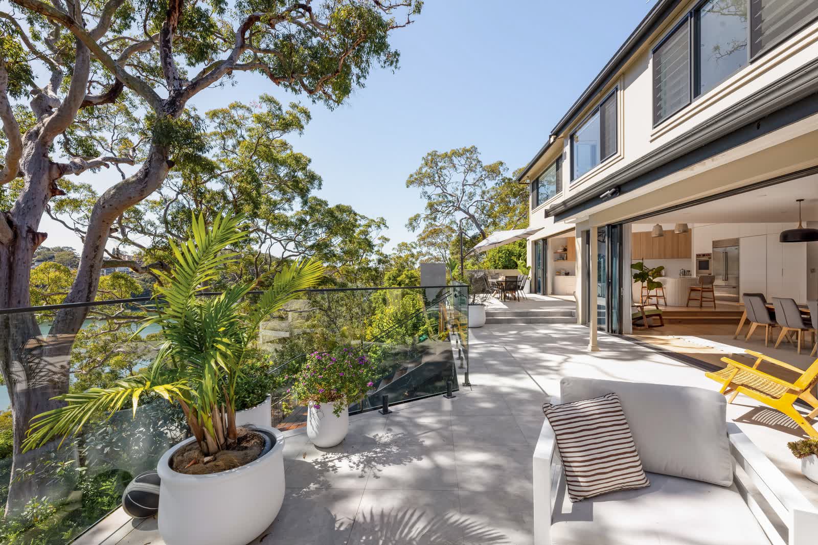 Terrace in the gum trees looking into the kitchen