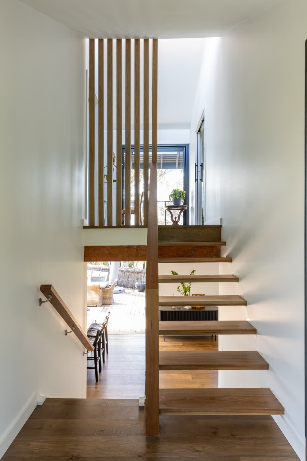 Floating timber stairs
